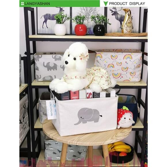 Rectangular Storage Bin Collapse Canvas Fabric Cartoon Storage Basket - Picture 2 of 8
